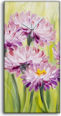 Produktbild von Wandbild Leinwand Bilder mit Uhr 30x60 Malerei Blumen Pflanzen Gras Kunst - weiße Hände