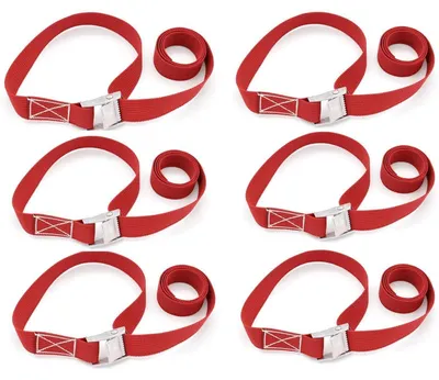 Image de Sangles de tension avec fermeture à clip, lot de 6, 1 mètre x 25 mm, couleur rouge, capacité de charge jusqu'à 100 kg