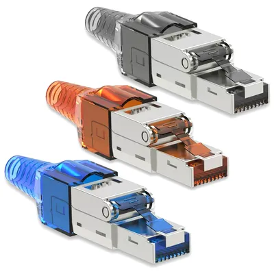 Produktbild von Netzwerk Stecker RJ45 Cat7 LAN DSL Netzwerkstecker Werkzeuglos geschirmt MetallAuswahl:Stecker CAT7 Orange;Menge:10 Stück