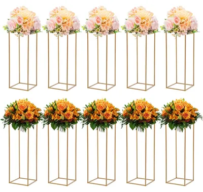 Image de Support pour vases - Présentoir à fleurs - Or - Lot de 10 - Fer - Hauteur : 80 cm