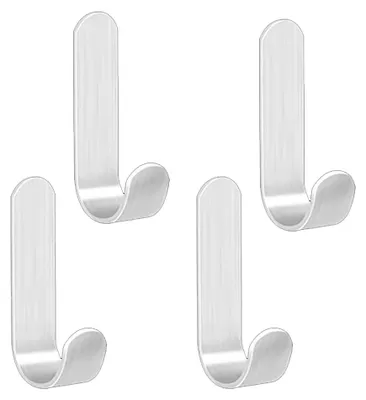 Produktbild von Selbstklebende Haken, 4 Stück, selbstklebende Wandhaken, selbstklebende Edelstahlhaken, Handtuchhaken, kein Bohren erforderlich, für Bad und Küche