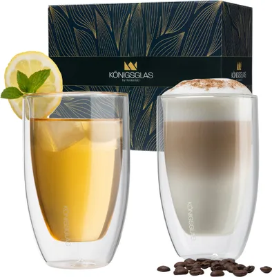 Produktbild von Königsglas Macchiato | 2x300 ml - Set Latte Macchiato-Gläser by Heidenfeld - Doppelwandig - Handgefertigt - Thermogläser - UV-versiegelt (2er Set)