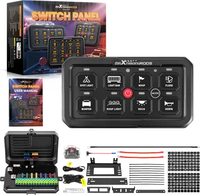 Obrázek produktu pro 8stupňový RGB ovládací panel s dotykovým displejem, univerzální 12–24 V, 60 A, hliník, loď, auto, ATV