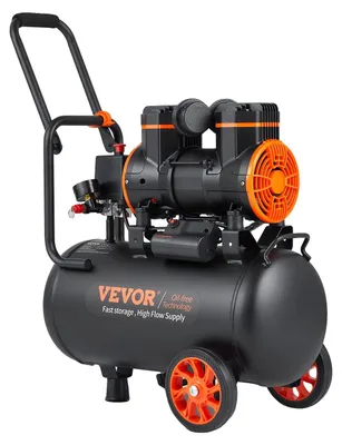 Image de VEVOR Compresseur d'air silencieux 2800 tr/min Compresseur silencieux 70dB Compresseur sans huile avec 2 roues Réservoir de pression 24L 6-8Bar 1450W (2PS) 3,5 MPa Réparation automobile Peinture par pulvérisation Travail du bois