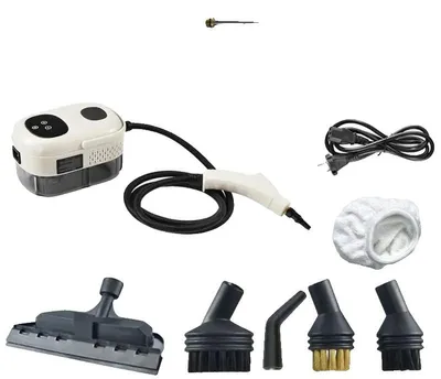Imagen del producto de Limpiador a vapor portátil, de alta presión, con depósito de 1600 ml, color blanco, con enchufe europeo de 220V-240V