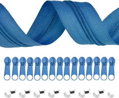 Produktbild von 6m Endlos-Reißverschluss 5mm mit 15 Zippern und 15 Endstücke  freie Farbwahl, Farbe:310 himmelblau