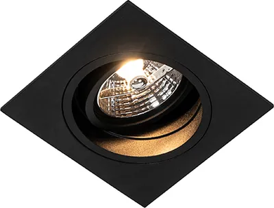Immagine prodotto di QAZQA - Faretto da incasso moderno nero orientabile - Chuck 70 I Soggiorno I Camera da letto - Quadrato in alluminio - LED adatto GU10