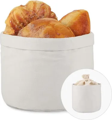 Zdjęcie produktu dla Koszyk na pieczywo Tkaninowy koszyk na pieczywo z pokrywą Worek na pieczywo Ø 20 cm Jasnoszary