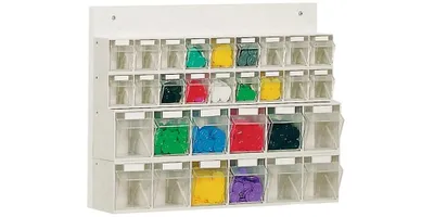 Image de Lockweiler Magasin transparent blanc H410xL600xP108mm 18xGr.A 12xGr.B avec paroi arrière en bois - 1553014