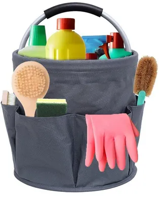 Produktbild von Ibenzoa® Multifunktionaler Aufbewahrungskorb für Reinigungsartikel – 17 L, 6 Fächer, klappbar (28,4 cm), ergonomischer Tragegriff, tragbarer Caddy für Haushalt & Garten