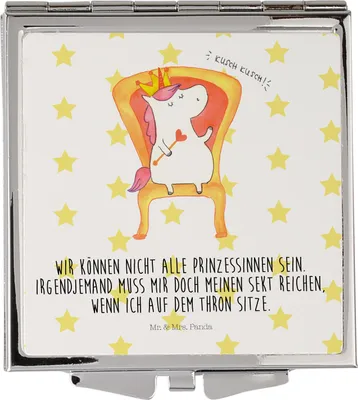 Produktbild von Mr. & Mrs. Panda Handspiegel Einhorn Prinzessin - Weiß - Geschenk, Reise Spiegel, Frauen, Monat, Reisespiegel, Geburtstagsgeschenk, Kosmetikspiegel, Schminkspiegel