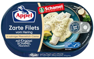 Obrázek produktu pro Filety ze sledě Appel MSC ve smetanové křenové konzervě 200g