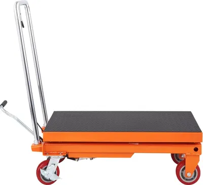 Obrázek produktu pro Hydraulický zvedací stůl, nosnost 1100 liber, výška zdvihu 35,4 palce, ruční jednonožkový zvedací stůl se 4 koly a protiskluzovou podložkou, hydraulický nožnicový vozík pro manipulaci s materiálem a přepravu