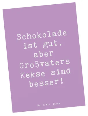 Produktbild von Mr. & Mrs. Panda Postkarte Spruch Großvaters Kekse - Lavendeltraum - Geschenk, bildkarte, Süßigkeiten, Familienküche, Großvater, Dankeschön, Lächeln, Ansichtskarten, für
