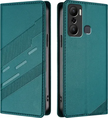 Image de Etui pour Infinix Hot 20 Play, étui portefeuille en cuirPolyuréthaneavec fente pour cartes et fonction stand Grün
