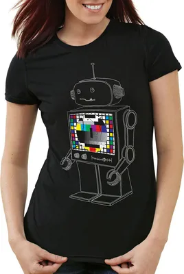 Produktbild von style3 Sheldon Testbild Roboter T-Shirt Damen, Farbe:Schwarz, Größe:S