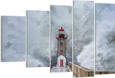 Produktbild von Bild auf Leinwand - Leinwandbild - 5 Teile - Laterne Meer Sturm - 150x100cm - Wand Bild - Wanddeko - Wandbilder - Leinwanddruck - Bilder - Wanddekoration - Leinwand bilder - Wandbild - EG150x100-5003