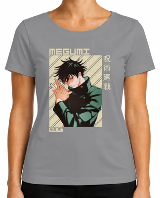 Productafbeelding van Megumi Fushiguro Jujutsu Kaisen, shikigami, donker, cadeau voor dames, T-shirt, grijs, maat L