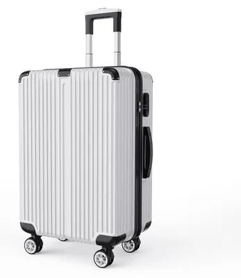 Image de Ensemble de valises - 3 pièces - Coque rigide - ABS - Roulettes silencieuses pivotantes à 360° - Serrure à combinaison - Poignée télescopique - Argent, modèle A
