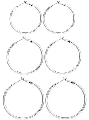 Produktbild von Creolen 925 Sterling Silber 3er Set 50/60/70mm Hypoallergen für Damen