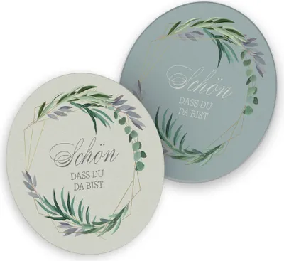 Produktbild von Runde Kartonbierviltjes für Tafeldekoration Eucalyptusblätter 40x