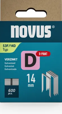 Produktbild von Novus Tackerklammer Typ 53 F D-Point Sägeschnitt 14 mm 600 Stück Flachdrahtklammern