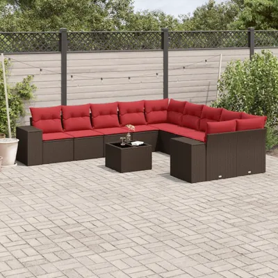 Immagine prodotto di Maison Exclusive - Set da giardino 11 pezzi con cuscini, marrone, polyrattan