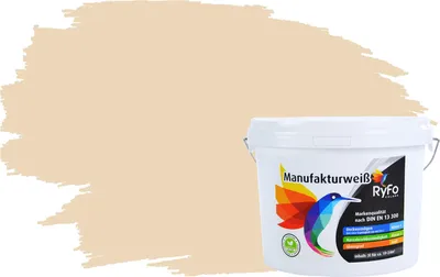 Produktbild von RyFo Colors Bunte Wandfarbe Manufakturweiß Baumwollebeige 3l - weitere Gelb Farbtöne und Größen erhältlich, Deckkraft Klasse 1, Nassabrieb Klasse 1