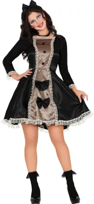 Immagine prodotto di Abito da bambola vittoriano con pizzo a fiocco Costume di Halloween del 19° secolo, Taglia: 42 - 44 (L) Colore: Nero
