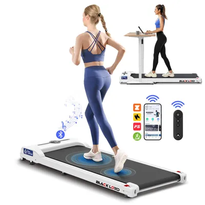 Produktbild von BLACK LORD 3-in-1-Laufband mit Walking-Pad,2,2 PS,leises,Untertisch-Laufband mit Bluetooth-Lautsprecher,Fernbedienung,LED-Display,max.120kg,Weiß