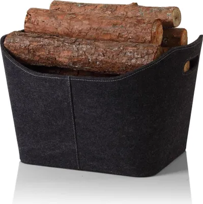 Produktbild von TrendLine Holzkorb Filz 36 x 49 x 31,5 cm anthrazit