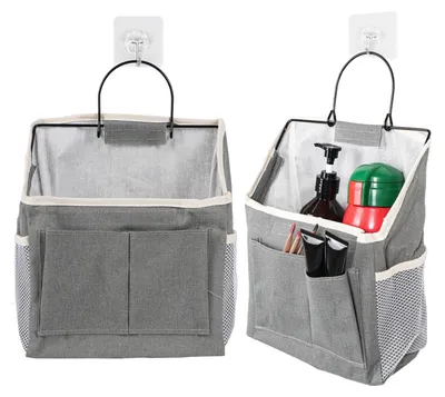 Produktbild von Set mit 2 faltbaren Hängeorganizern – Wand- und Türorganizer mit Fächern für Bad, Küche und Camping – Hängende Aufbewahrungstaschen, Körbe und Camping-Organizer