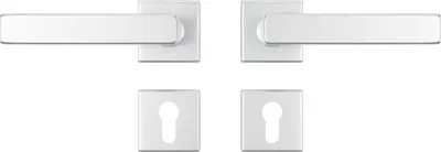 Produktbild von AXA Türbeschlagset für Innentüren - Klickfeder - Türgriff aus Aluminium - mit Zylinderbohrung - Türgriff mit quadratischer Rosette