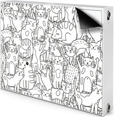 Produktbild von Magnet Verkleidung Abdeckung Heizkörperabdeckung Heizkörperabdeckung 100x60 cm  - Katzen, in, Stil, Doodle