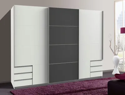 Immagine prodotto di Armadio ad ante scorrevoli Valencia Armadio 270cm bianco vetro grigio