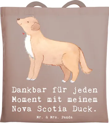 Produktbild von Mr. & Mrs. Panda Schultasche Nova Scotia Duck Moment - Braun Pastell - Geschenk, Tote Bag, Tolling Retriever, Tasche, Shopping, Laptoptasche, Jutebeutel