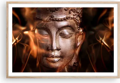 Produktbild von Gerahmtes Poster - Rahmen in heller Eiche - Buddha Statue Geheimnis - 91,5x61 cm - Wand Bild - Wanddeko - Wandbilder - Wandposter - Bilderrahmen - Bilder - Kunstdruck - Wandbild - P2NAA91x61-2620