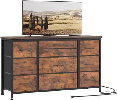 Image de Armoire de rangement avec 10 tiroirs en tissu - commode pour chambre de bébé - meuble élégant pour chambre à coucher et salon