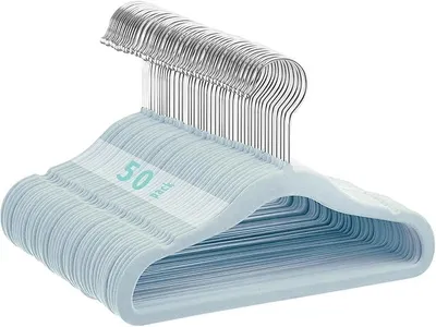 Produktbild von PolkaHome® Antirutsch-Kleiderbügel für Kinder, 50 Stück, 28 cm, Blau