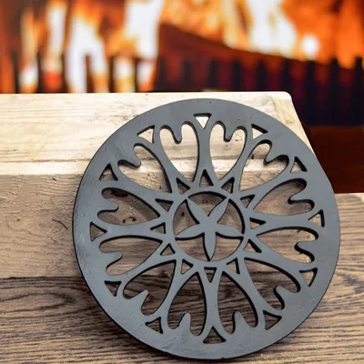 Produktbild von Kamin- Lüftungsgitter, Ornament für Mauer, rund|Eisen schwarz|H2,0xB19,0cm