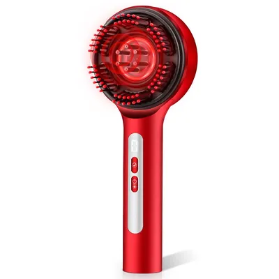 Produktbild von Elektrische Haarbürste mit LED Rot-Blau-Violett Licht, Anti-Haarausfall Massagekamm, Kopfhautmassage, Haarwachstum, USB Type-C