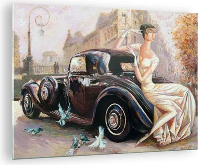 Produktbild von Bilder auf glas - frau retro stil - 70x50cm - Glasbilder - Wandbilder - Kunstdruck - zum Aufhängen bereit - Wanddekoration aus Glas - Glas Bilder - Wandbild auf Glas - Einteilig - GAA70x50-3467