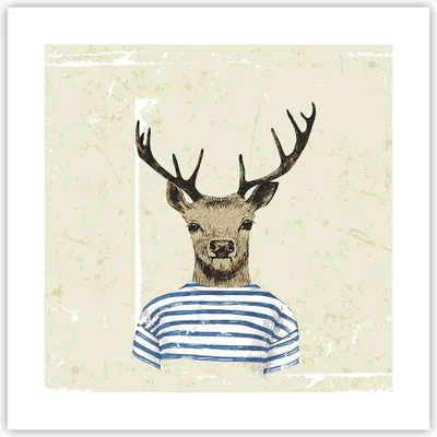 Produktbild von Poster - Poster ohne Rahmen - Hipster Anthropomorphismus Hirsch - 40x40 cm - Wand Bild - Wanddeko - Wandbilder - Kunstposter - Wandposter - Bilder - Kunstdruck - Wandbild - P2XAC40x40-4227