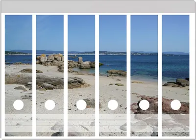 Produktbild von Wallario Ordnerrücken Sticker, selbstklebend für breite Ordner, 6 Stück, Motiv Felsen auf einem Sandstrand