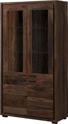 Produktbild von MASSIVMOEBEL24.DE Vitrine Akazie 98x40x180 dunkelbraun lackiert BARK #208