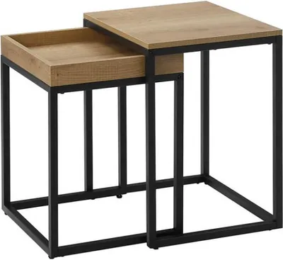 Obrázek produktu pro Sada 2 odkládacích stolků, industriální styl, 45×40×55 cm