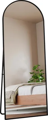 Produktbild von Ganzkörperspiegel - Stand- & Wandspiegel - Maße 180 x 80 cm - Aluminiumrahmen - Freistehend oder Wandmontage - Stabile Ausführung - Schwarz