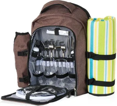 Produktbild von Famanu Picknickrucksack 32-teilig für 4 Personen - Braun meliert