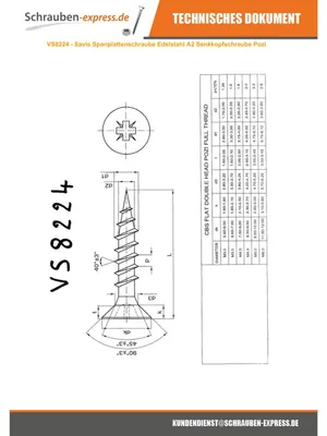 Produktbild von Spanplattenschrauben Edelstahl A2 Senkkopfschraube Pozi 4,5 x 20