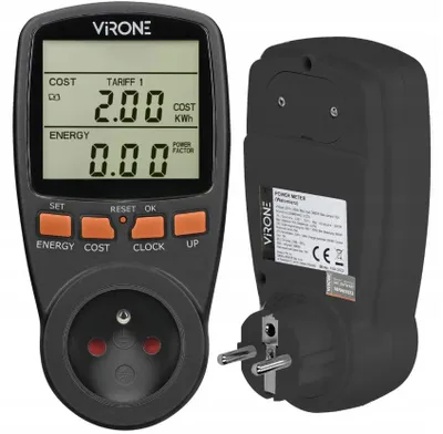 Productafbeelding van Dubbeltarief Wattmeter Met Display En Batterij Zwart